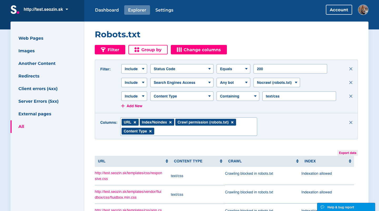 How to find pages with CSS disallowed in robots.txt